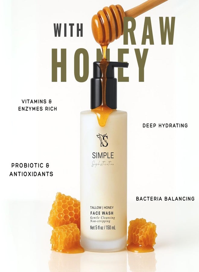 Simple Sophistication Tallow Honey Cleansing Milk- Gentle Hydrating face wash for sensitive skin -Non stripping | Moisturizing with grassfed beef Tallow, Organic Raw Honey, Argan oil & Castor Oil, Apple Cider Vinegar. - Image 2
